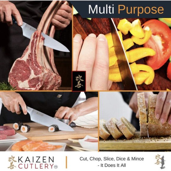 Kaizen Cutlery 8 In Japanese Chef’s Knife Ultra High Carbon Steel Micarta Wood - Picture 4 of 6